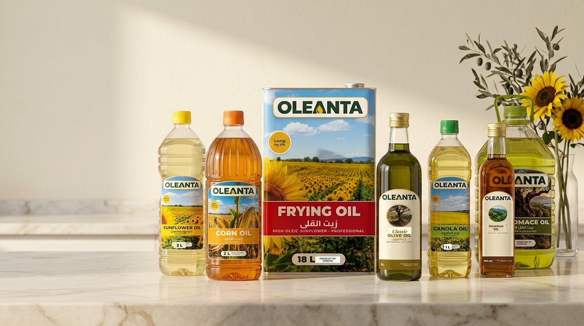 Oleanta bottles on a counter
